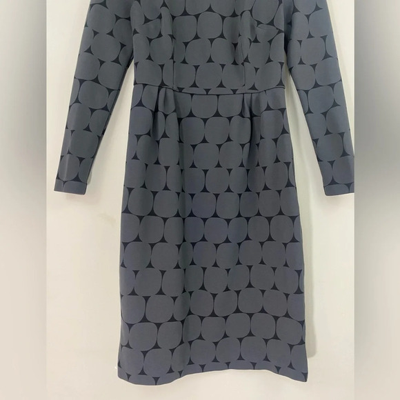 Boden Size 8 Black & Gray Petal Geometric Printed Long Sleeve Ponte Sheath Dress - Picture 4 of 11